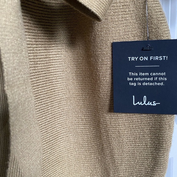 NWT LULUS Modern Comfort Olive Green Dolman Sleeve Mini Sweater Dress Small - Picture 9 of 12